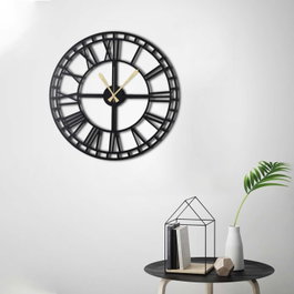Wallity Classic Reloj de Pared Decorativo de Metal Negro